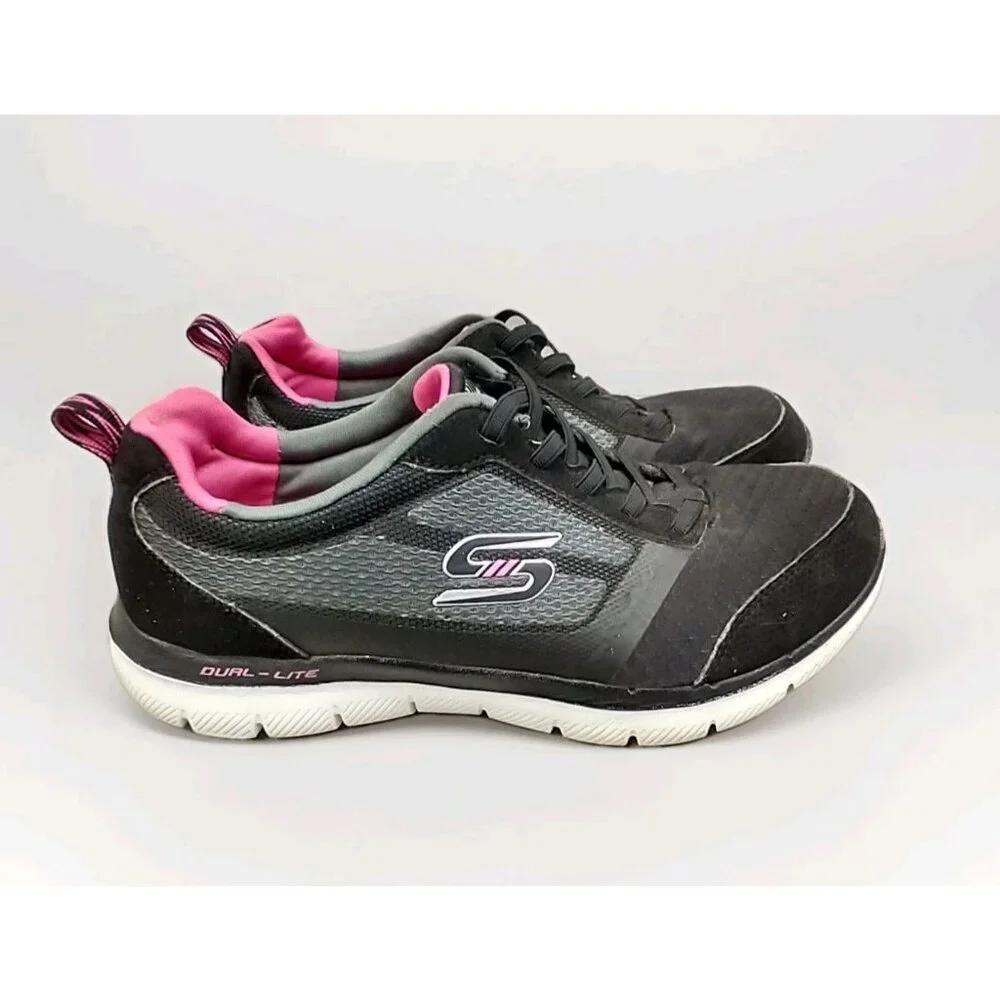 Skechers Dual Lite‎ Light Weight Sneakers Black Pink Women's 7